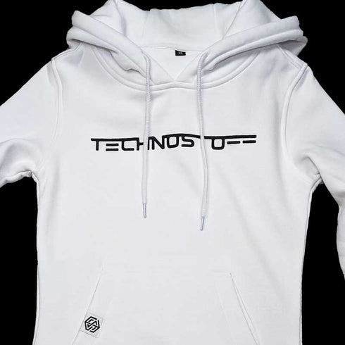 Nocturnal White Premium Hoodie von Technostoff Vorderansicht